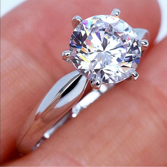 14K white gold2CT 6 prong engagement wedding ring - Picture 5 of 6